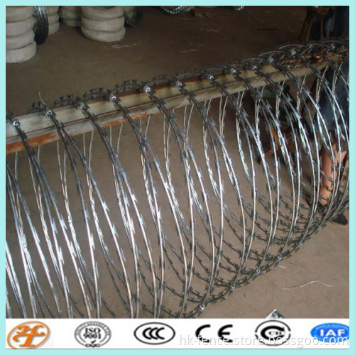 450mm coil diameter hot-dipped galvanized concertina razor wire bto-22